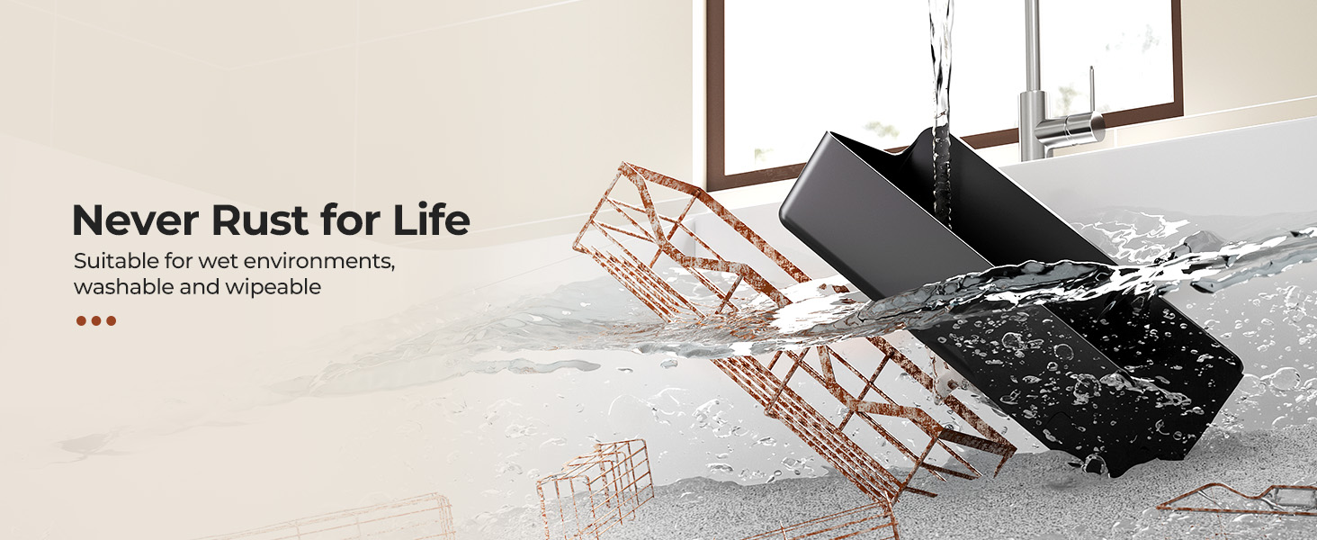 Поличка для душу Orimade без свердління, нержавіюча сталь, 5 шт., тримач для шампуню, велика місткість, чорний ABS пластик, 5 шт.