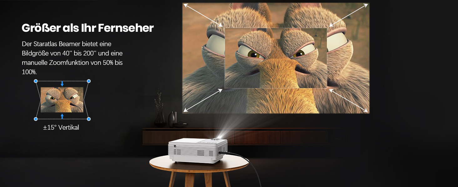 Проектор Staratlas Beamer 5G WiFi Bluetooth Full HD 12000 Lumen, Native 1080P 4K, для домашнього кінотеатру, сумісний з iOS/Android/Fire Stick/HDMI/USB/PS5, білий