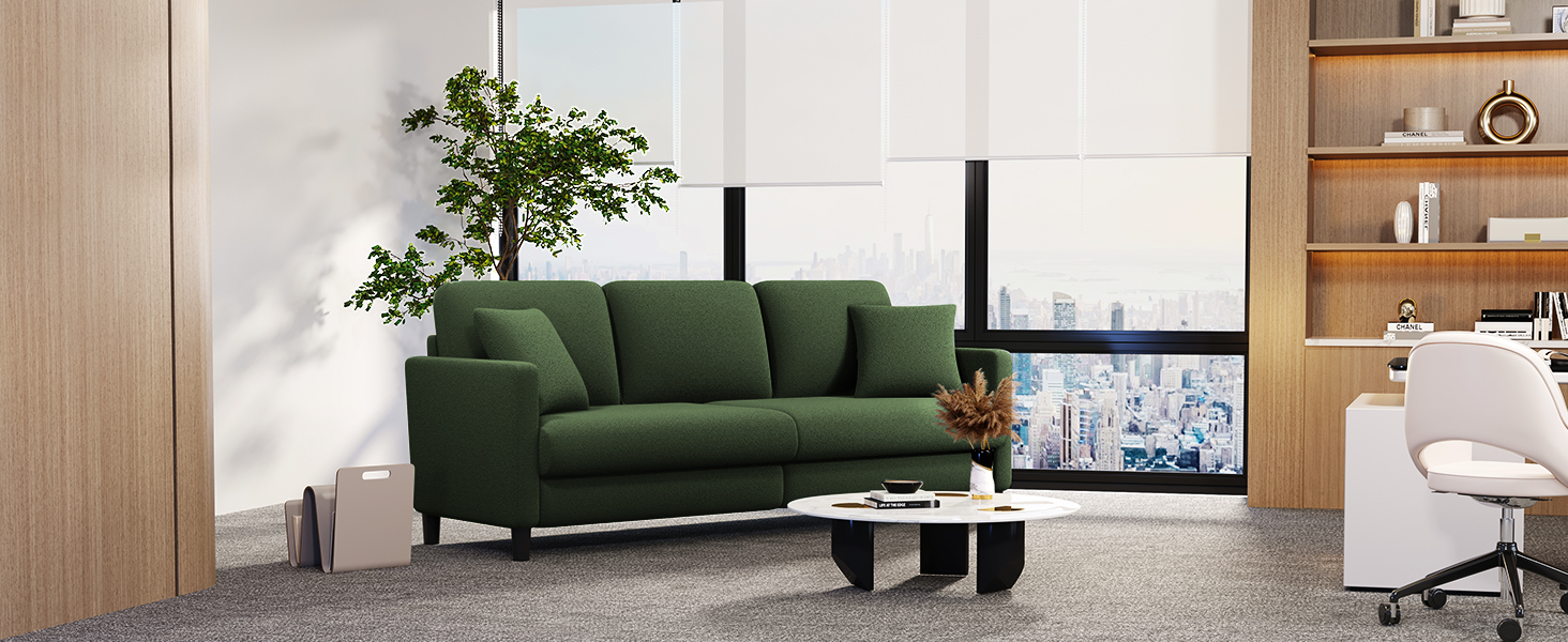 Зручне диванчик для підліткової кімнати: компактний диван на 2 місця з масиву дерева (зелений, 211 см)