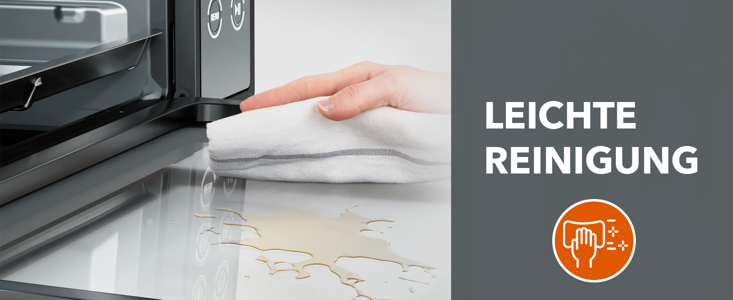 Багатофункціональна міні-піч Heinrich's з об'ємом 48л, конвекція, таймер 8год, підсвітка, 100-230°C, сенсорне керування, з аксесуарами, чорна, 2000W