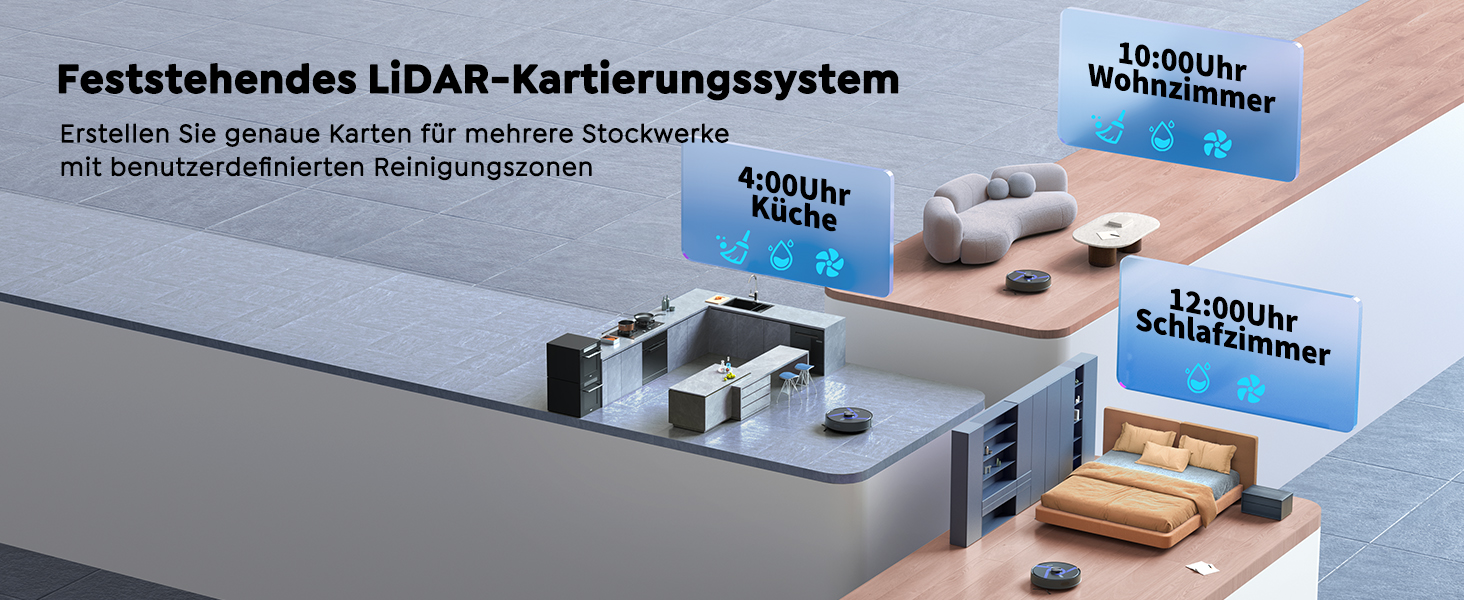 Робот-пилосос Vyzzle з вологою тканиною 5500 Па, док-станція 3.5л, для шерсті тварин, килимове покриття, керування через додаток, голосове керування Alexa & Google Assistant (Чорний)