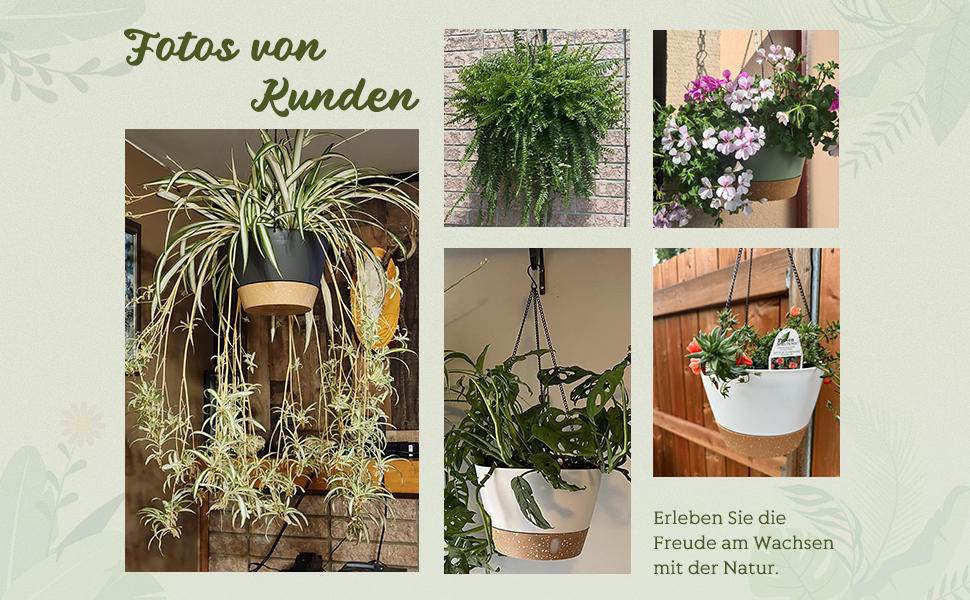 Пластиковий підвісний горщик для квітів ZMTECH 25 см з підставкою (2 шт., зелений)