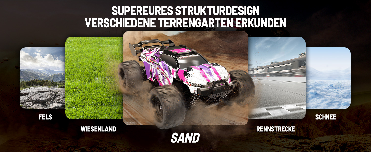 RC Автомобіль Monstertruck 1:18 4WD, Позашляховик 40 км/год, Металеве передавання, 2x1300mAh, Рожевий - для дорослих та дітей від 10 років