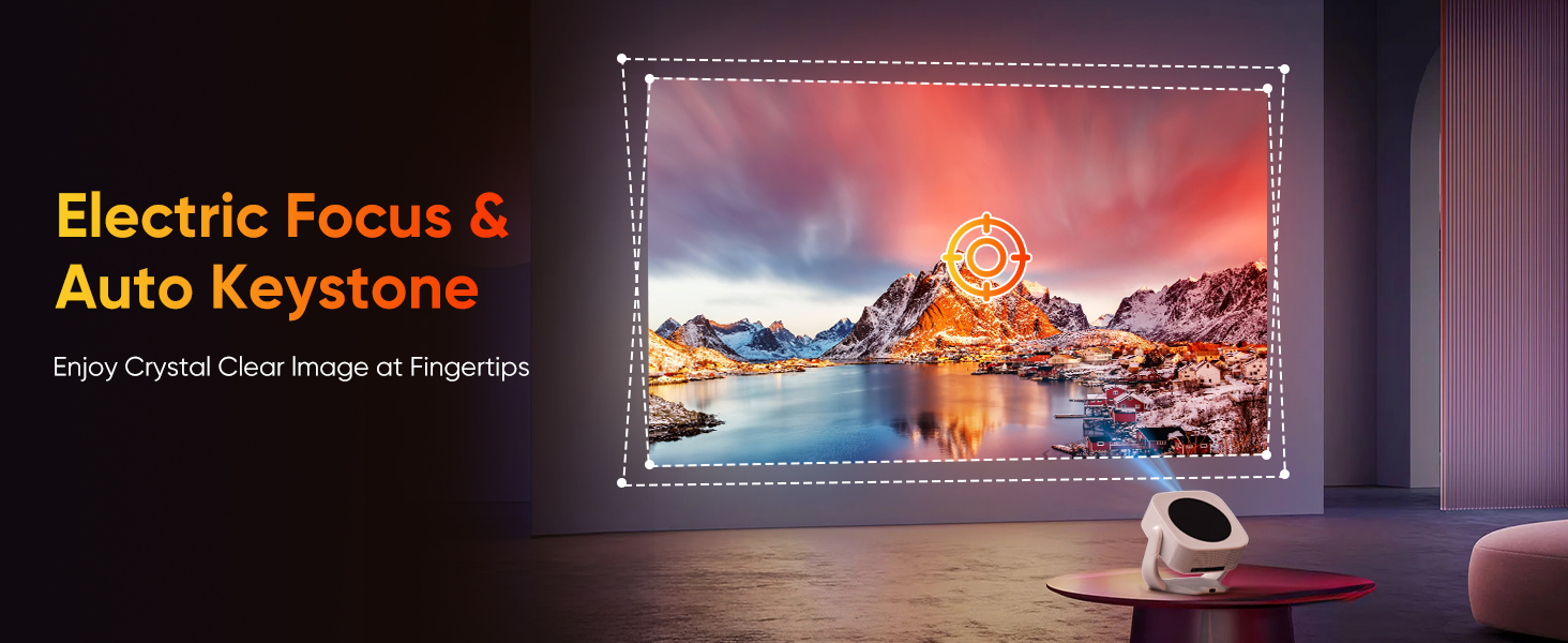 Міні-проектор Beamer 4K 1080P з Wi-Fi/BT, електронним фокусом/автоматичною корекцією трапецеїдальних спотворень, 50% зумом, 270° обертанням для домашнього кінотеатру/відпочинку на природі, сумісний з ноутбуком/смартфоном/мишею