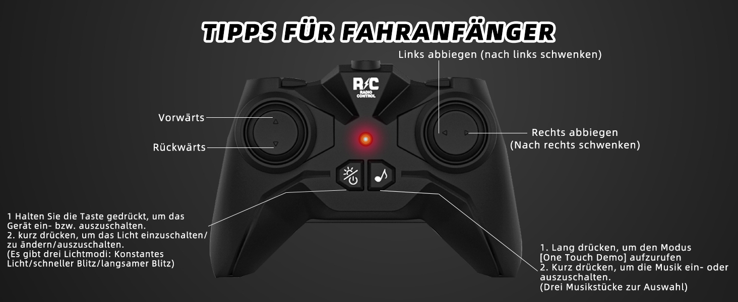 RC Monstertruck 1:20 2.4GHz Динозавр – Радіокерований позашляховик, 20 км/год, LED, Музика, для хлопчиків та дівчаток від 3 років, Зелений