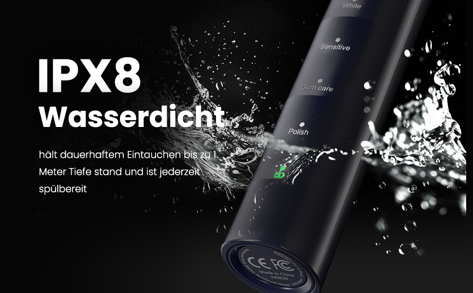 Електрична зубна щітка для дорослих B10PRO: 5 режимів, 48000 VPM, IPX8, акумулятор 180 днів, 4 насадки, таймер, у кейсі (рожева/блакитна)