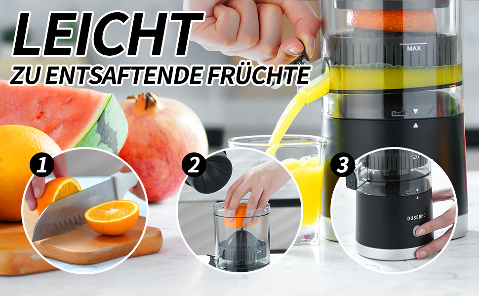 Електрична прес для цитрусових: соковитискач USB для апельсинів, лимонів, грейпфрутів (чорний + срібло)