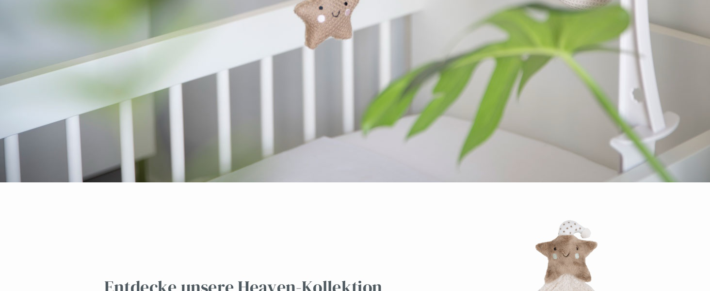 Музична мобіль Baby's Only Baby Heaven: Мобіль для немовлят з в'язаними фігурками, музичною шкатулкою, легко кріпиться, для хлопчиків та дівчаток, колір Clay/Warm Linen