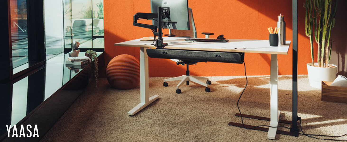 Рамка Yaasa Frame S для столу, регулювання висоти, USB-порт, 2-х рівневий телескопічний механізм, блокування клавішами (білий)