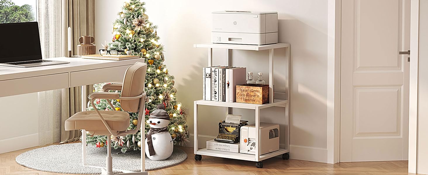 Підставка для принтера CAIYUN з колесами, 3 рівня, чорна, 30x44x65 см