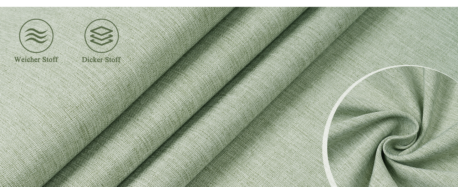 Шторка для душу EurCross з льону, текстурована, зелена, 180x200 см, для ванної кімнати, текстильна, важка, водонепроникна, з 12 кільцями, антибактеріальна, для готелів, поліестер, миється, штора для душу, зелена H200 x B180 см (1 шт.)