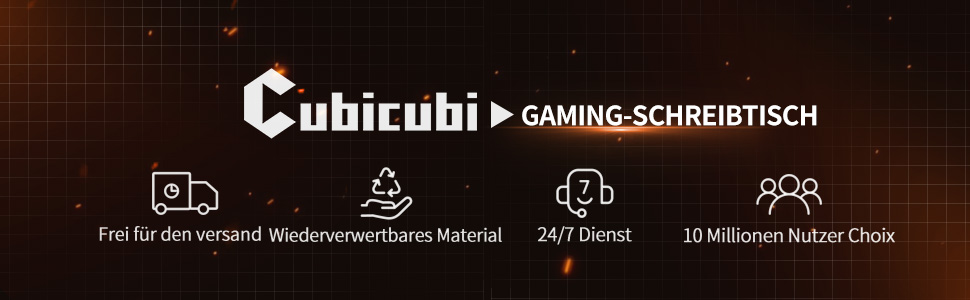 Комп'ютерний стіл CubiCubi Esport, вуглецеве волокно, Z-подібна рама, гачок для навушників, чорний (160 x 60 см)