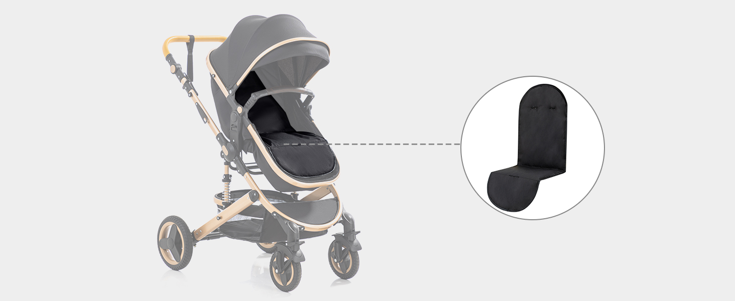 Дитяча коляска YAZOCO 3 в 1: Buggy, Babybett, Комплект. Компактна, складна, з алюмінієвим каркасом для новонароджених (2 шт. чорного кольору)