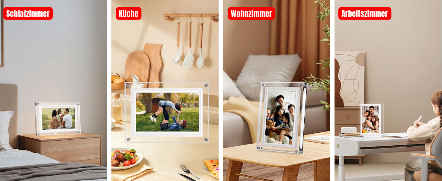 Цифрова фоторамка 15.6 дюймів з Wi-Fi, HD IPS сенсорний екран 1920x1080, 32ГБ пам'яті, підтримка Frameo App, автоматичний поворот зображення