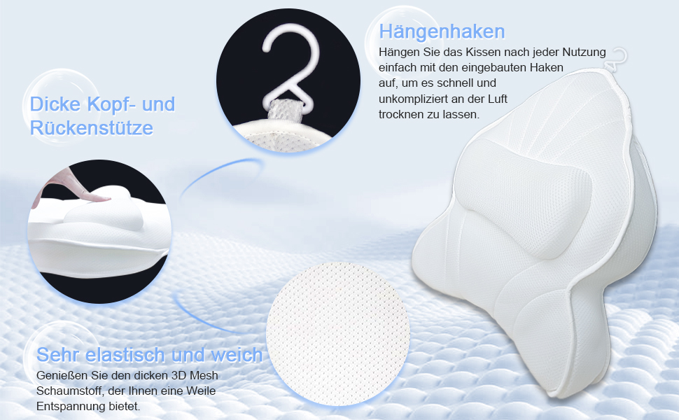 Подушка для ванни Poemland Extra Dickes – велика, з підтримкою шиї, спини та голови (сіра)