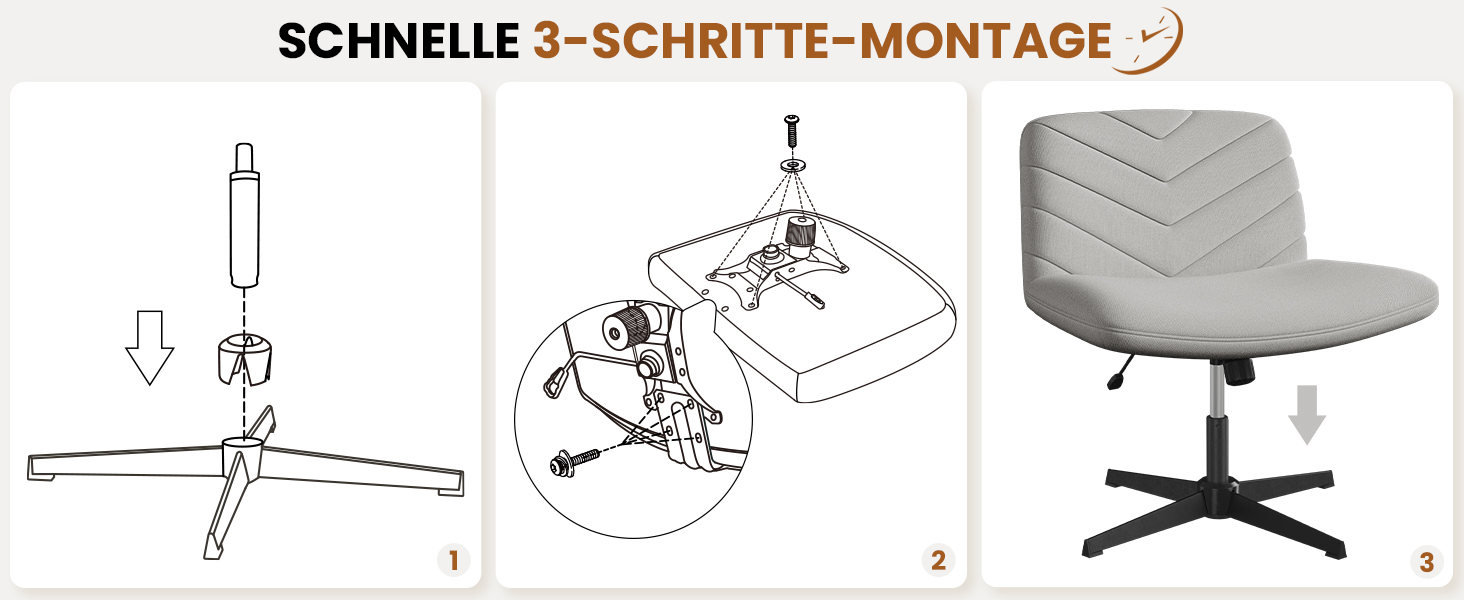 Офісне крісло Yaheetech з роликами, регульоване по висоті, з широким сидінням та середньою спинкою, для офісу та спальні (Світло-сірий)