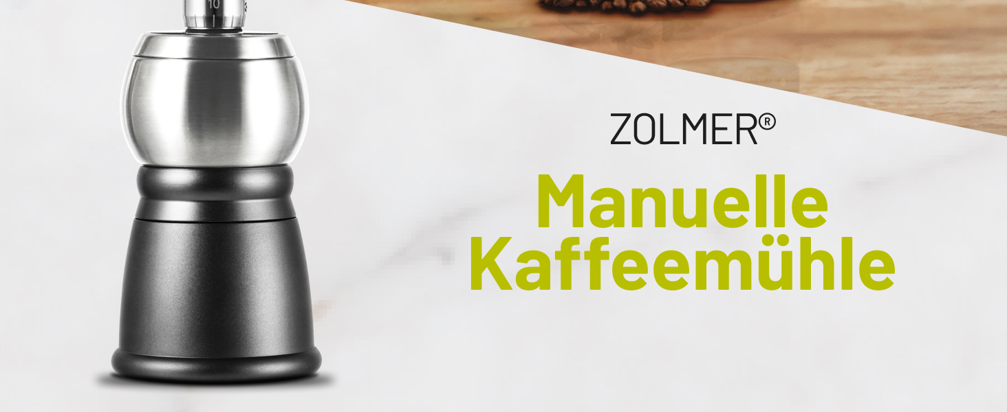 Ручна кавомолка Manuell з нержавіючою сталею, регульовані ступені помелу для еспресо, фільтр-кави та моки – компактна та міцна