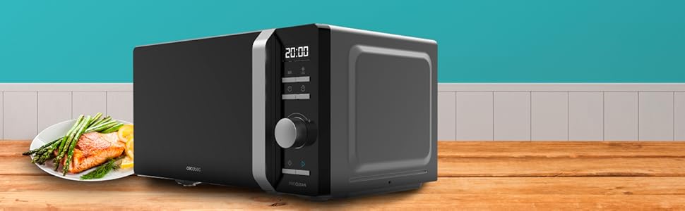 Мікрохвильова піч Cecotec Proclean 5010 Inverter 19 л, 700 Вт, 5 режимів, LED-дисплей, 8 програм, чорна, цифрова, для розморожування, підігріву і приготування