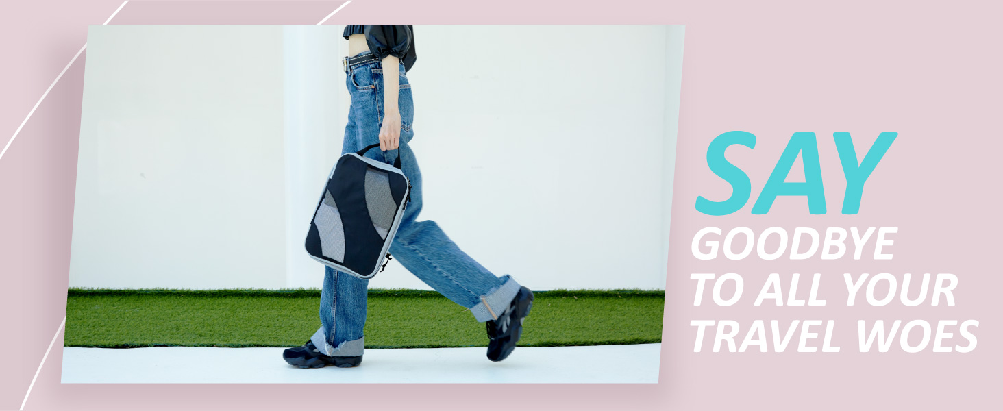 Набір компресійних органайзерів для подорожей BAGSMART для валізи та ручної поклажі, 6 шт, Rose (Baby Blue)