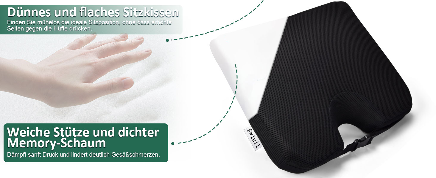 Подушка для сидіння Fwiull з Memory Foam: комфорт та підтримка для авто, софи та офісу (чорний)