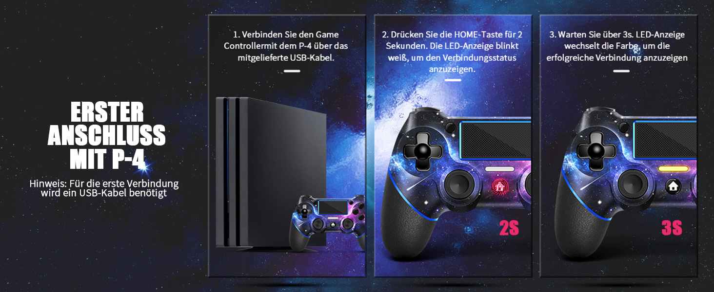 Бездротовий геймпад AceGamer для PS4/Pro/Slim/PC з турбо-функцією, вібрацією та сенсорною панеллю Galaxy