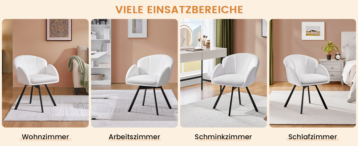 Крісло офісне Yaheetech, біле, 360° обертання, з м'яким сидінням, для дому/офісу