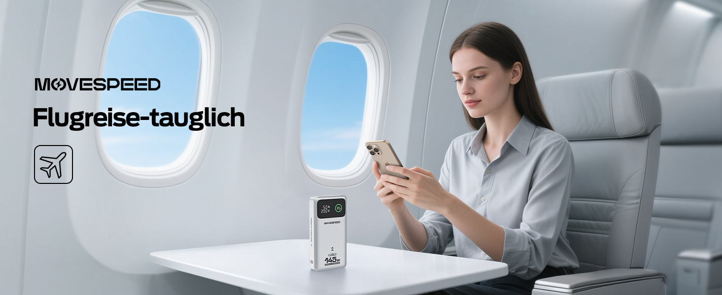 Power Bank MOVESPEED 145W 25000mAh з 3 USB-портами, PD 3.1, Digital Display - для ноутбуків, iPhone, Galaxy, iPad