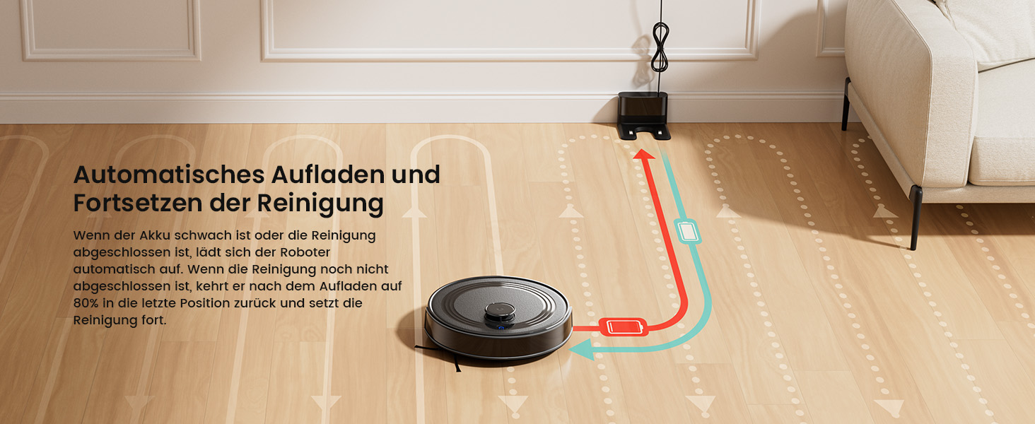 Робот-пилосос LEFANT M2 з функцією миття, 6000Pa, LiDAR-навігація, зони заборони, 140 хв, багатоступінчасте мапування, для тварин, килимів та твердих підлог (M2S-B)