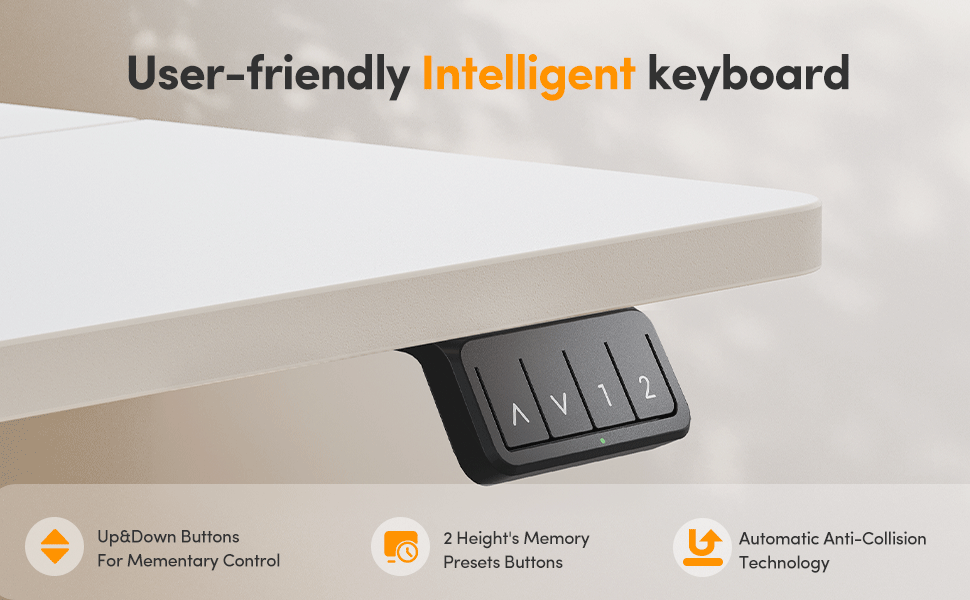 Електричний стіл Cubiker 120x60 см, регулювання висоти, сталеві T-подібні ніжки, пам'ять, антиколізійна система, біла стільниця