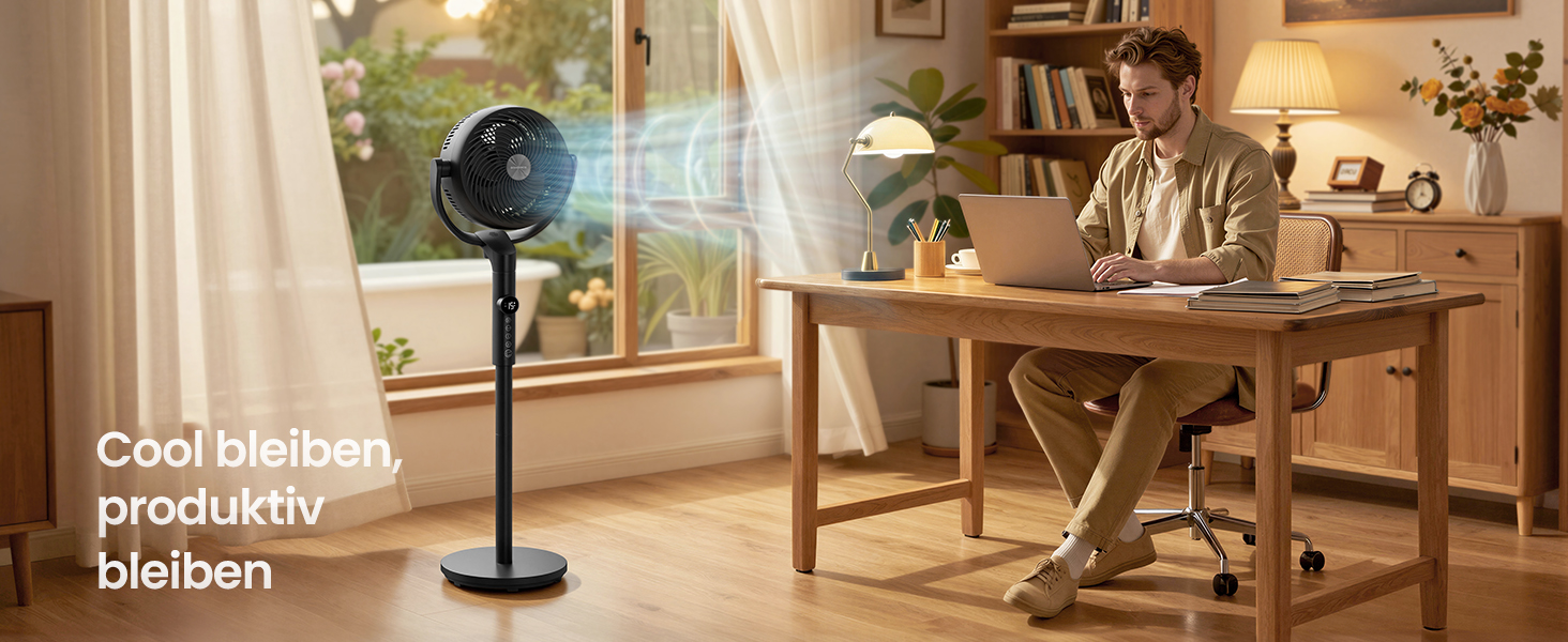 Вентилятор підлоговий SONGMICS XFC002W1EU (Чорний) тихий, з пультом, 120°/135° осциляція, 15 швидкостей, таймер, 3 режими, регульована висота