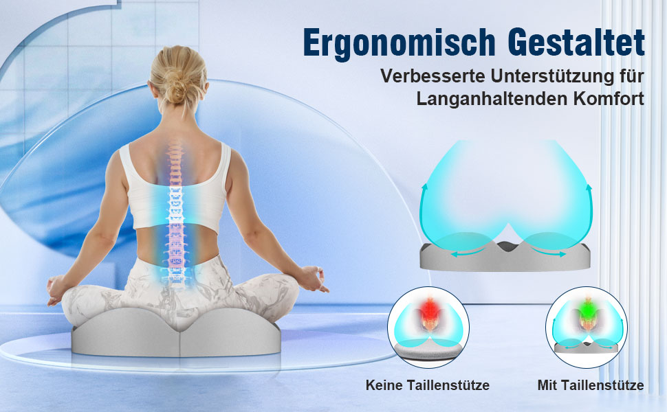 Ортопедична подушка для сидіння ADASSERA: зняття болю, підтримка куприка, покращення кровообігу, ергономічна, для офісу та авто
