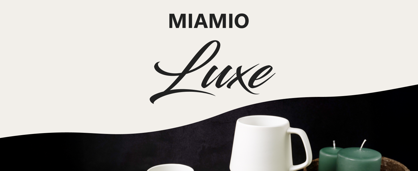 Набір керамічних чашок для кави та чаю MIAMIO Luxe (4 шт. по 420 мл), великі кружки для капучино та еспресо, підходять для мікрохвильової печі та посудомийки, колір: кремово-білий