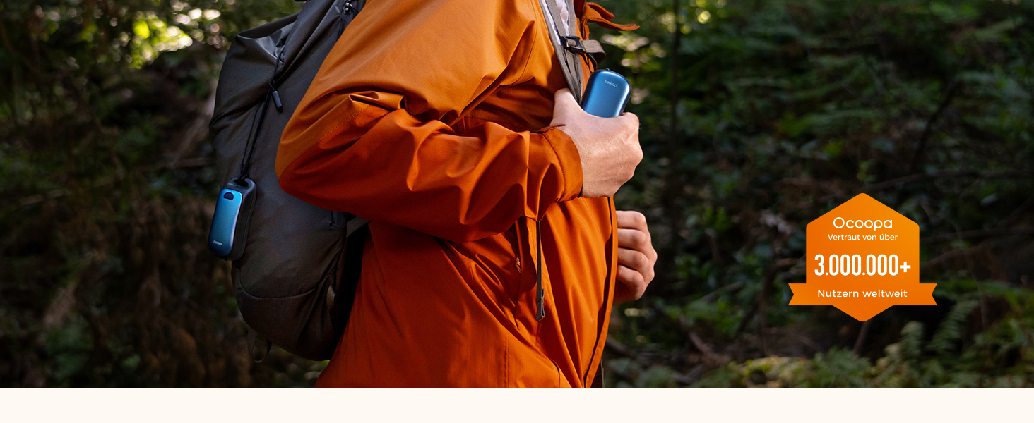 Електричні грілки для рук OCOOPA, 2 шт., водонепроникні (IP45), ергономічні, 18 годин тепла, портативні, для активного відпочинку, гольфу, кемпінгу, морської синьої