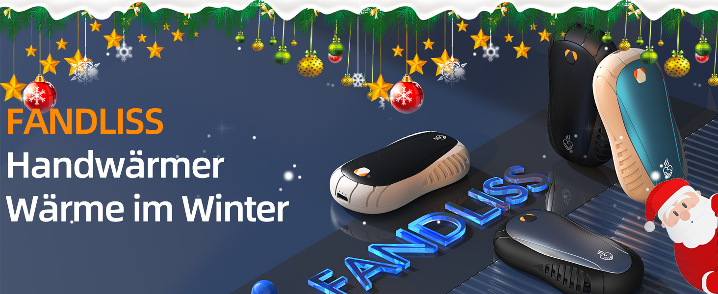 Електричний грілка для рук FANDLISS 5200 mAh (2 шт.) - 3 режими нагріву, для активного відпочинку та зими, подарунок