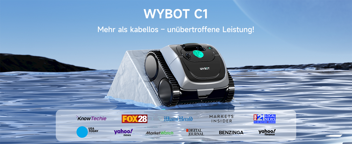 Робот для чищення басейну WYBOT C1 з акумулятором, автоматичний, для підлоги, стін та бортів, 150 м²