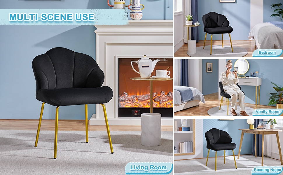 Крісло Yaheetech у формі мушлі, сучасне крісло-вушко, оббивка з поліестеру, для вітальні/туалетного столика/спальні, набір, білий (1), чорний