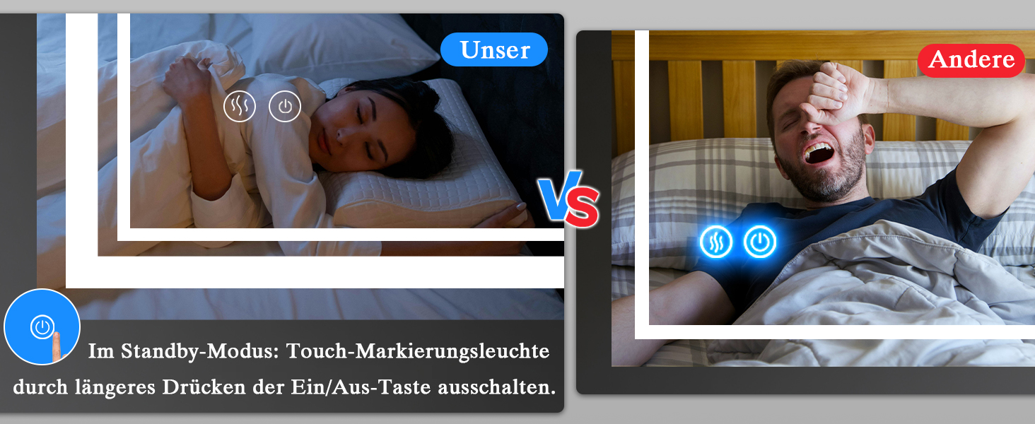 Дзеркало для ванної кімнати з підсвічуванням Badspiegel 50x70см LED, антизапар, сенсорне керування, регулювання яскравості, 3 кольори світла, настінне, горизонтальне/вертикальне