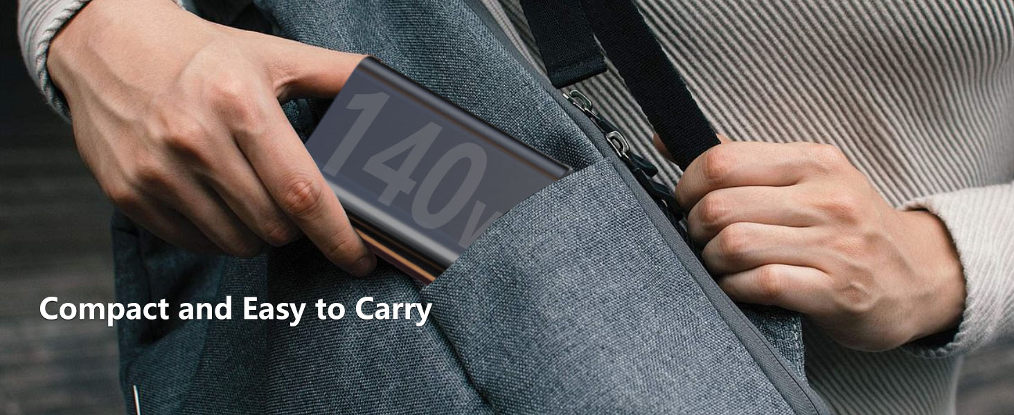 Портативний акумулятор для ноутбука 140W, 50000mAh: Power Bank з LED дисплеєм, PD3.1, QC4.0, 4 виходи та 2 входи (Чорний)