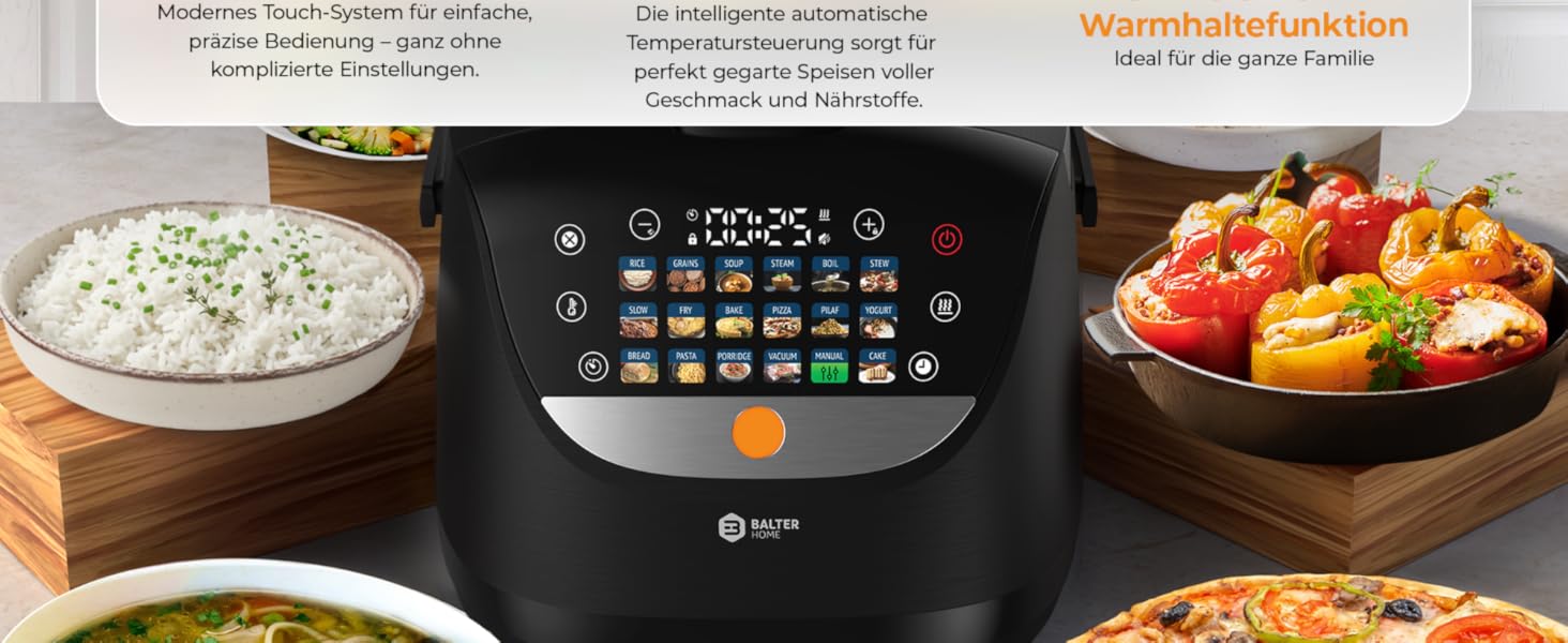 Бальтер Мультиварка-рисоварка, 4л, 18 програм, Fuzzy Logic, з аксесуарами та рецептами