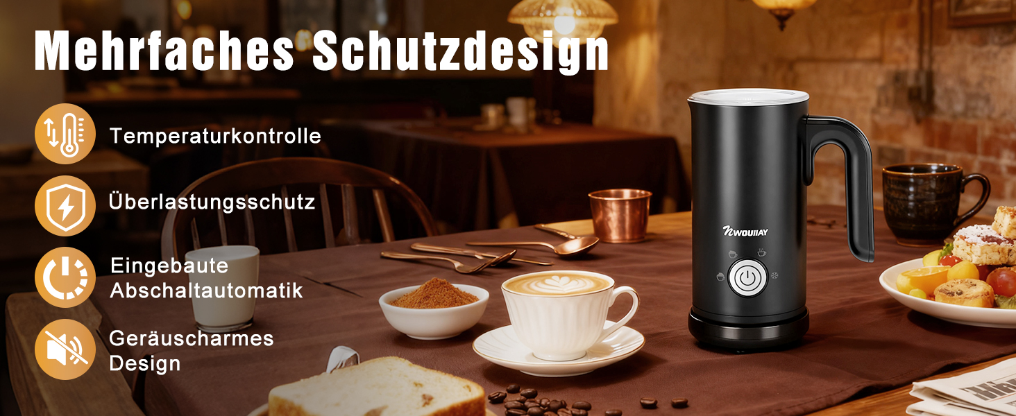 Електричний спінювач молока 5-в-1, 600W, для гарячого та холодного молока, об'єм 350 мл, з антипригарним покриттям, для капучино, лате, гарячого шоколаду (з нержавіючої сталі)