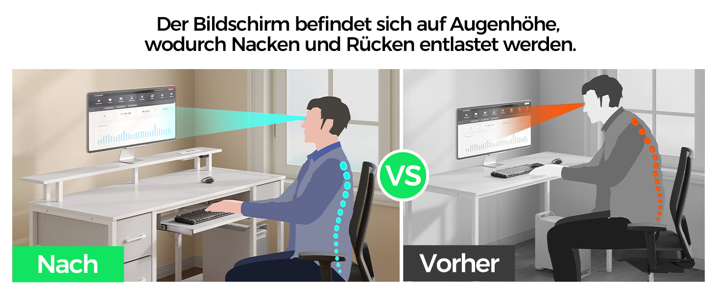 Стіл Rolanstar з шухлядами, 120x47 см, ігровий стіл з розеткою, LED-підсвітка та підставка для монітора, стіл для комп'ютера з підставкою для клавіатури, білий