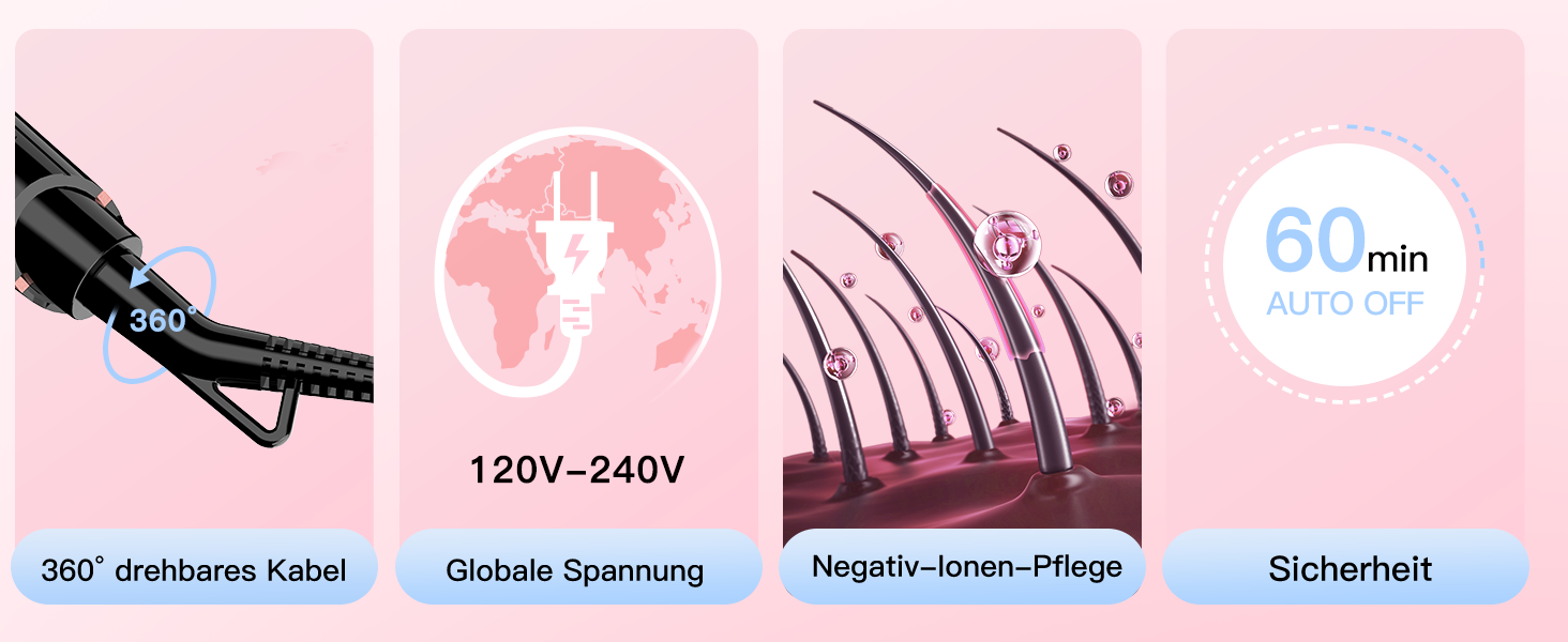 BESTOPE PRO Локкенштаб 6-в-1: великі та малі локони, різні насадки, регулювання температури, чорний