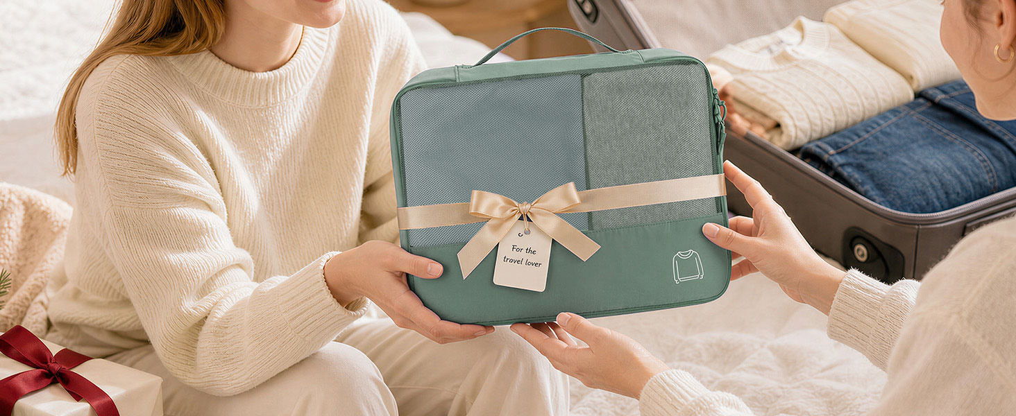 Набір органайзерів для валізи та рюкзака Packing Cubes, 8 предметів, сіро-зелений — дорожній набір для пакування речей