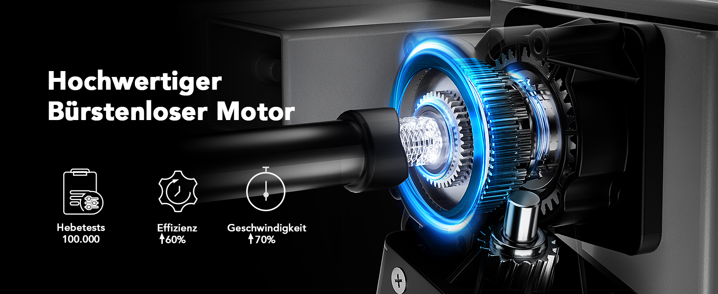 Регульований стіл-рама HUANUO з безщітковим мотором, вантажопідйомність 100 кг, для стільниць 110x200 см, чорний