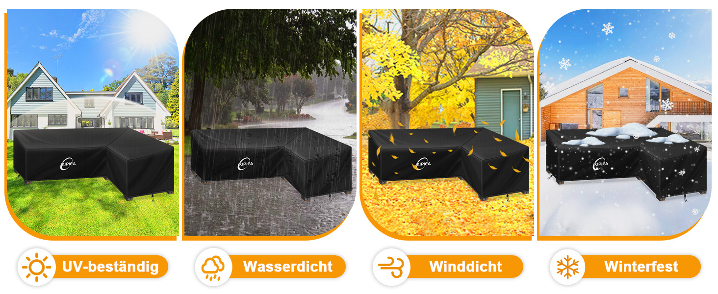 Водонепроникний чохол для сауви L-подібної форми Kipiea, 420D, для саду, захист від вітру, 250x250x85x78 см / 250x200x85x78 см