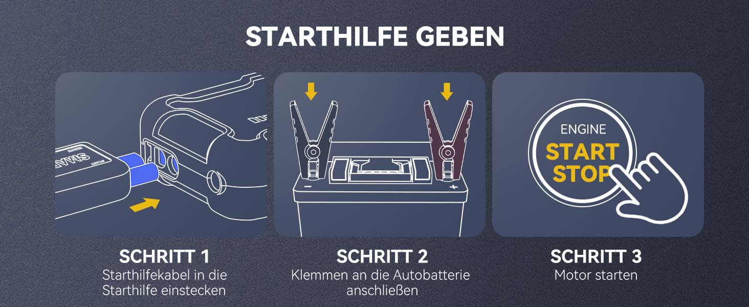 Powerbank Starthilfe AIMAPOW для автомобіля з компресором 160PSI, 27000mAh, 4000A, для бензинових та дизельних двигунів (до 12.0L), LED-ліхтар 600 LUM