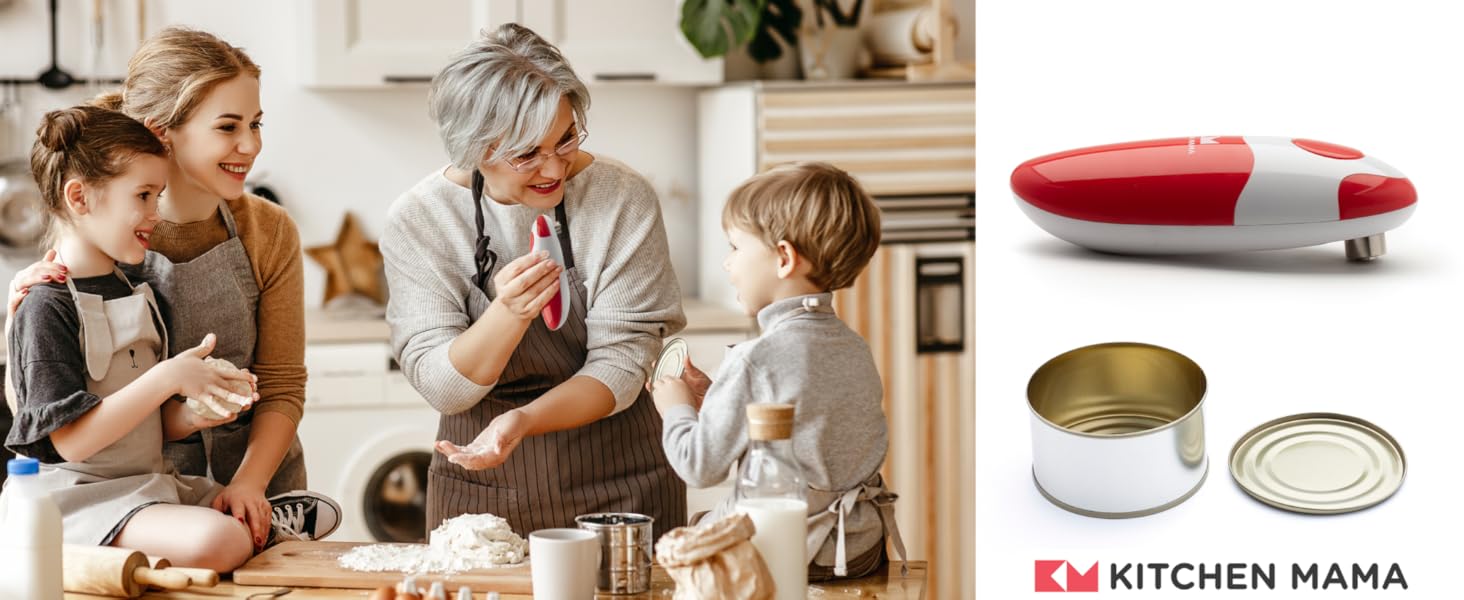Електричний відкривач банок Kitchen Mama 2.0: автоматичний, бездротовий, з гладкою кромкою, безпечний для харчових продуктів