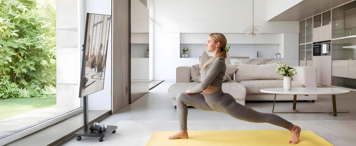 Підставка для телевізора мобільна з дерев'яною основою, поворотна, для TV 19-42 дюйми, чорна, до 20 кг, VESA 200x200 мм