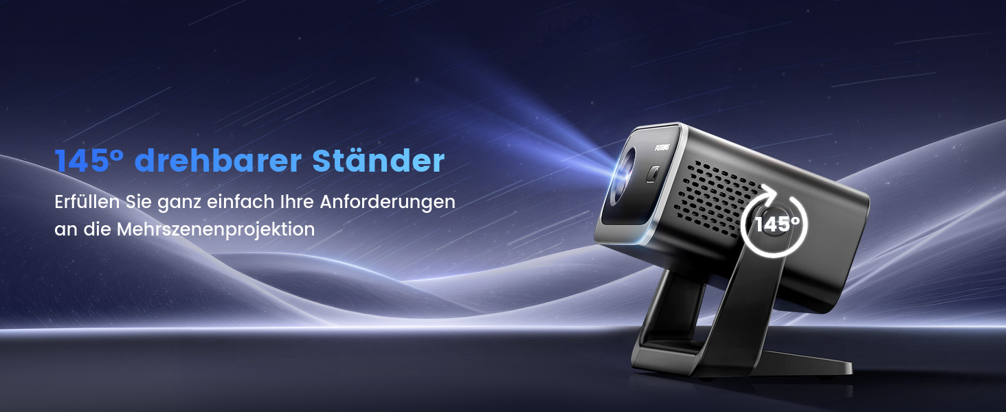 Портативний проєктор Beamer з автофокусом та корекцією трапецеїдальних спотворень, WiFi, Bluetooth, Full HD 1080P, LED, 145°, 50% Zoom, для домашнього кінотеатру та мобільного використання, чорний