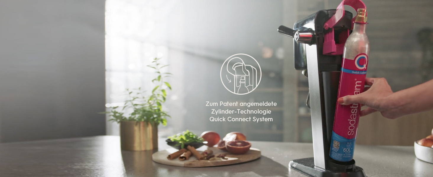 Сифон для газування води SodaStream ART, пляшка 1л та циліндр CO2, чорний